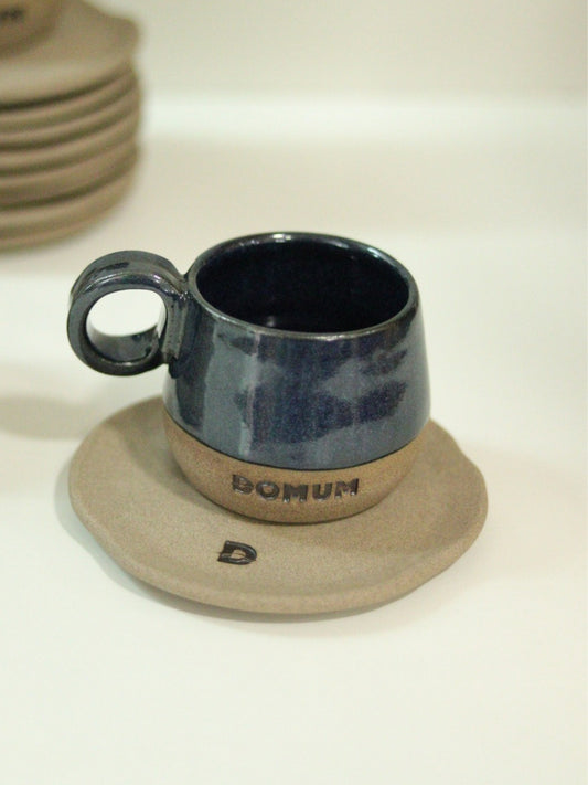 Xícara Cumbuca com Alça Esfera e pires orgânico personalizada