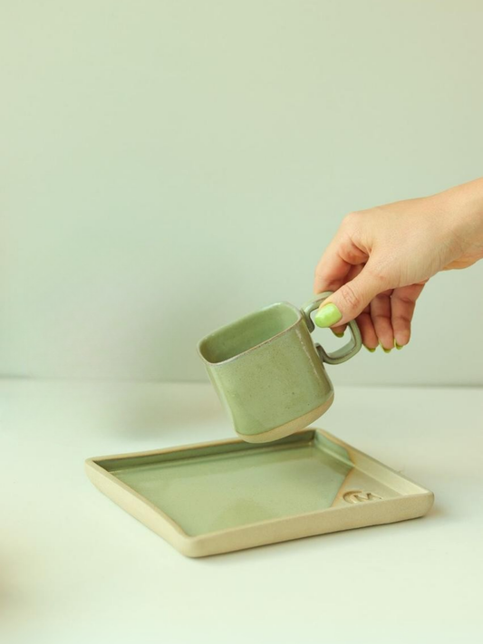 Xícara Quadrada com prato retangular personalizada