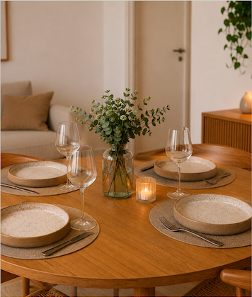 Como montar uma mesa para receber <em>um casal de amigos</em> em um apartamento pequeno