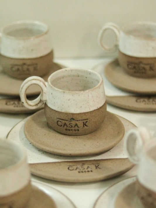 Xícara Cumbuca com Alça Esfera com prato de sobremesa personalizada