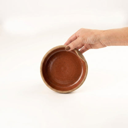 Bowl borda reta amassadinha em cerâmica artesanal — tamanho 13cm x 4cm, argila Cappuccino, esmalte Sol de Terracota