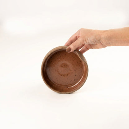 Bowl borda reta amassadinha em cerâmica artesanal — tamanho 13cm x 4cm, argila Flocos, esmalte Sol de Terracota