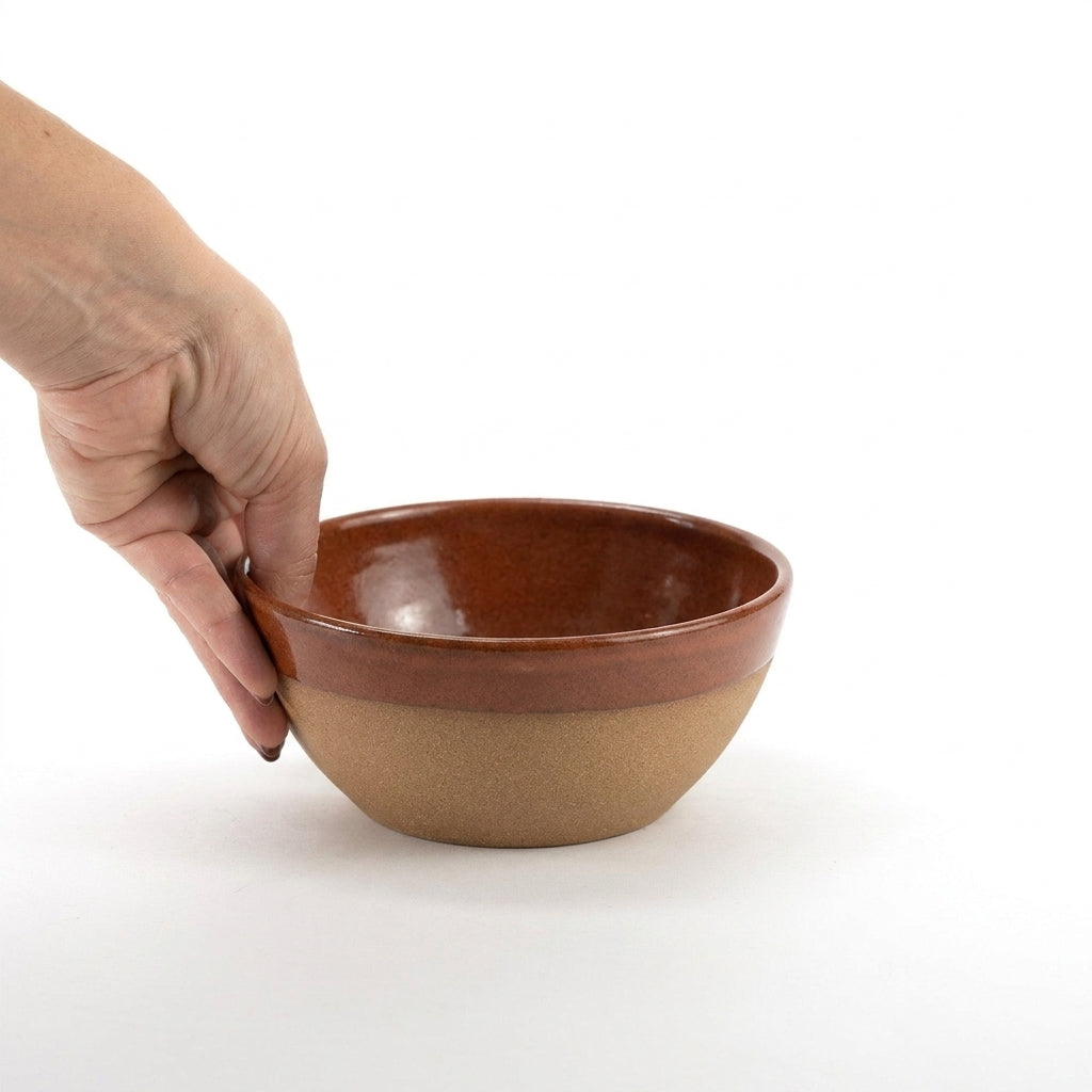 Bowl Encontro redondo em cerâmica artesanal — tamanho 16cm x 7cm, argila Cappuccino, esmalte Sol de Terracota