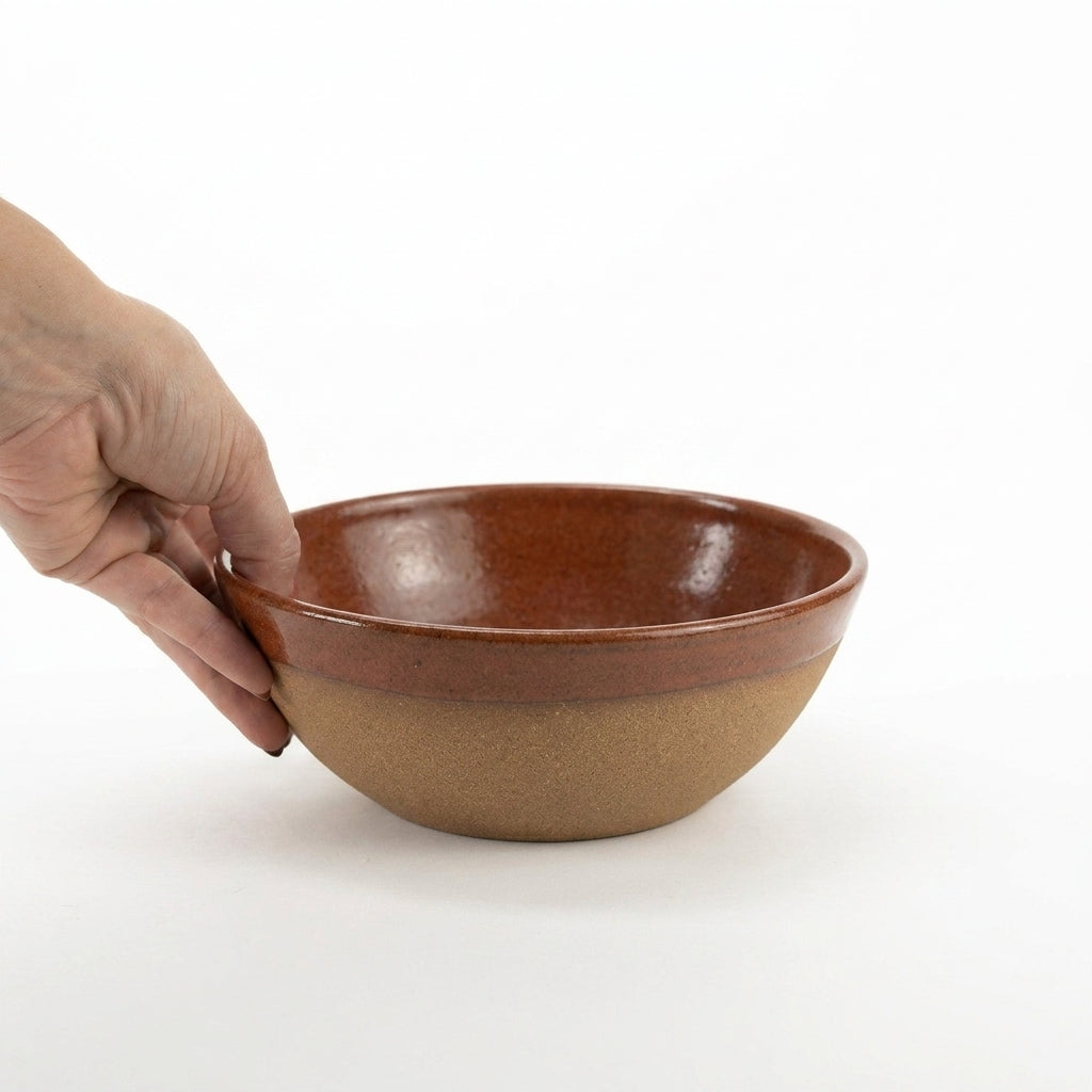 Bowl Encontro redondo em cerâmica artesanal — tamanho 19cm x 7cm, argila Cappuccino, esmalte Sol de Terracota