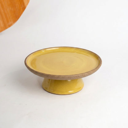 Bowl-leira AMME em cerâmica artesanal — tamanho 24cm, argila Cappuccino, esmalte Amarelo Intenso