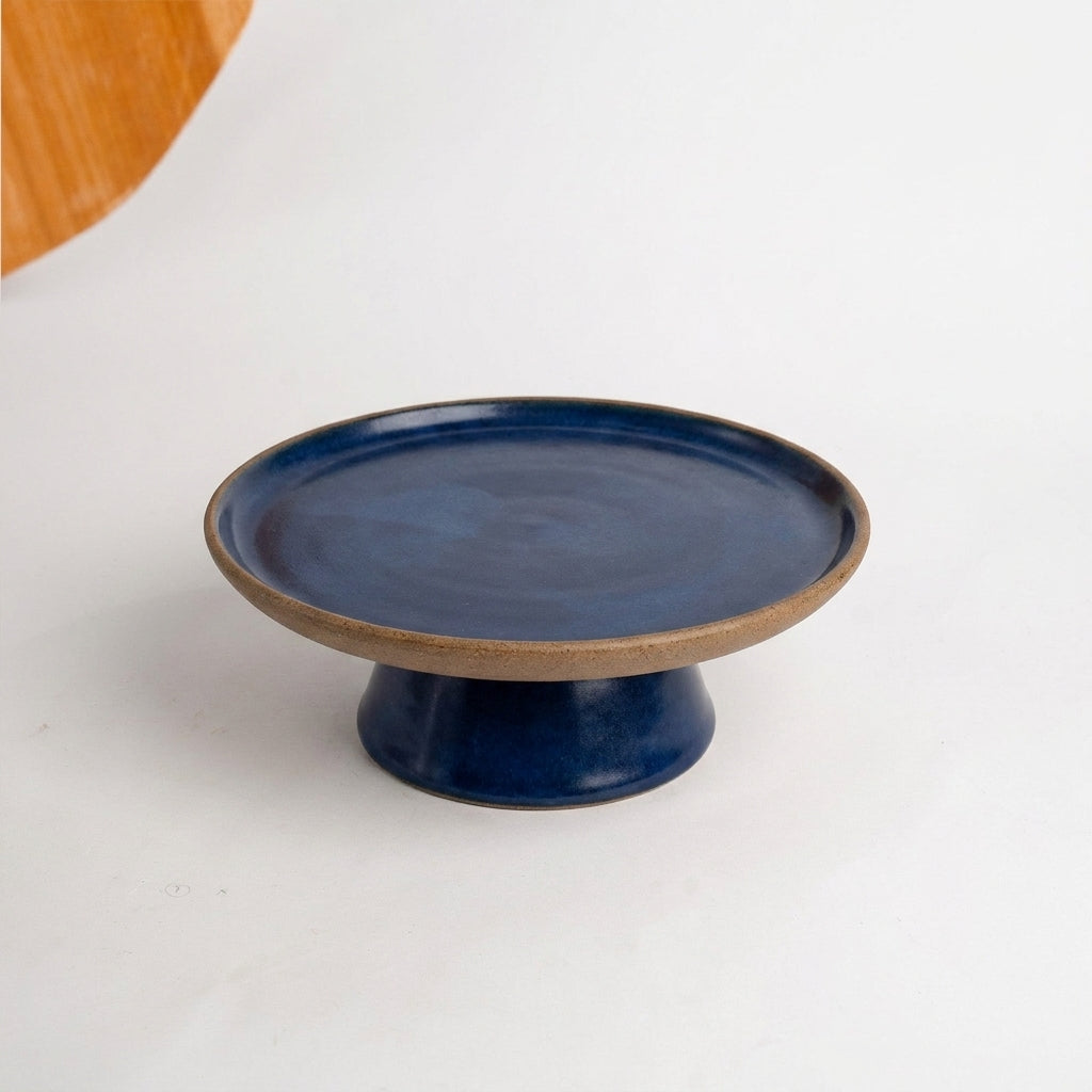 Bowl-leira AMME em cerâmica artesanal — tamanho 24cm, argila Cappuccino, esmalte Lazuli