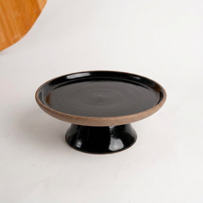 Bowl-leira AMME em cerâmica artesanal — tamanho 24cm, argila Cappuccino, esmalte Preto Ébano