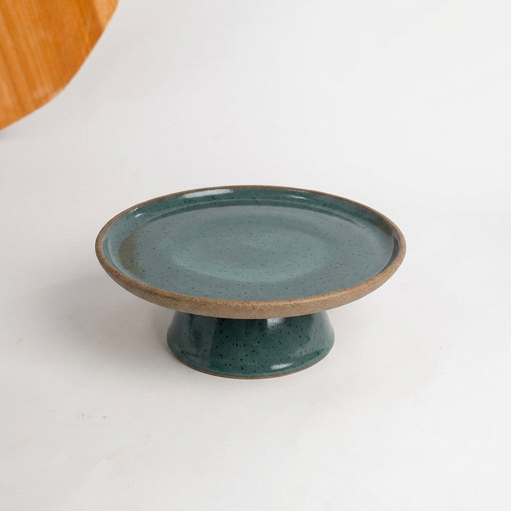 Bowl-leira AMME em cerâmica artesanal — tamanho 24cm, argila Cappuccino, esmalte Verde Exército