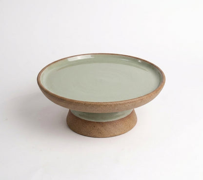 Bowl-leira AMME em cerâmica artesanal — tamanho 24cm, argila Cappuccino, esmalte Verde Pompeia