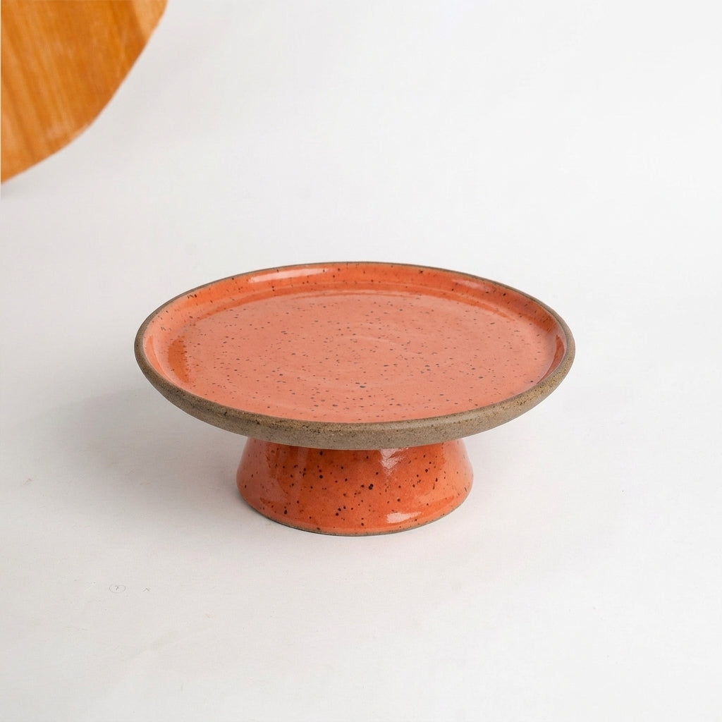 Bowl-leira AMME em cerâmica artesanal — tamanho 24cm, argila Flocos, esmalte Laranja Intenso