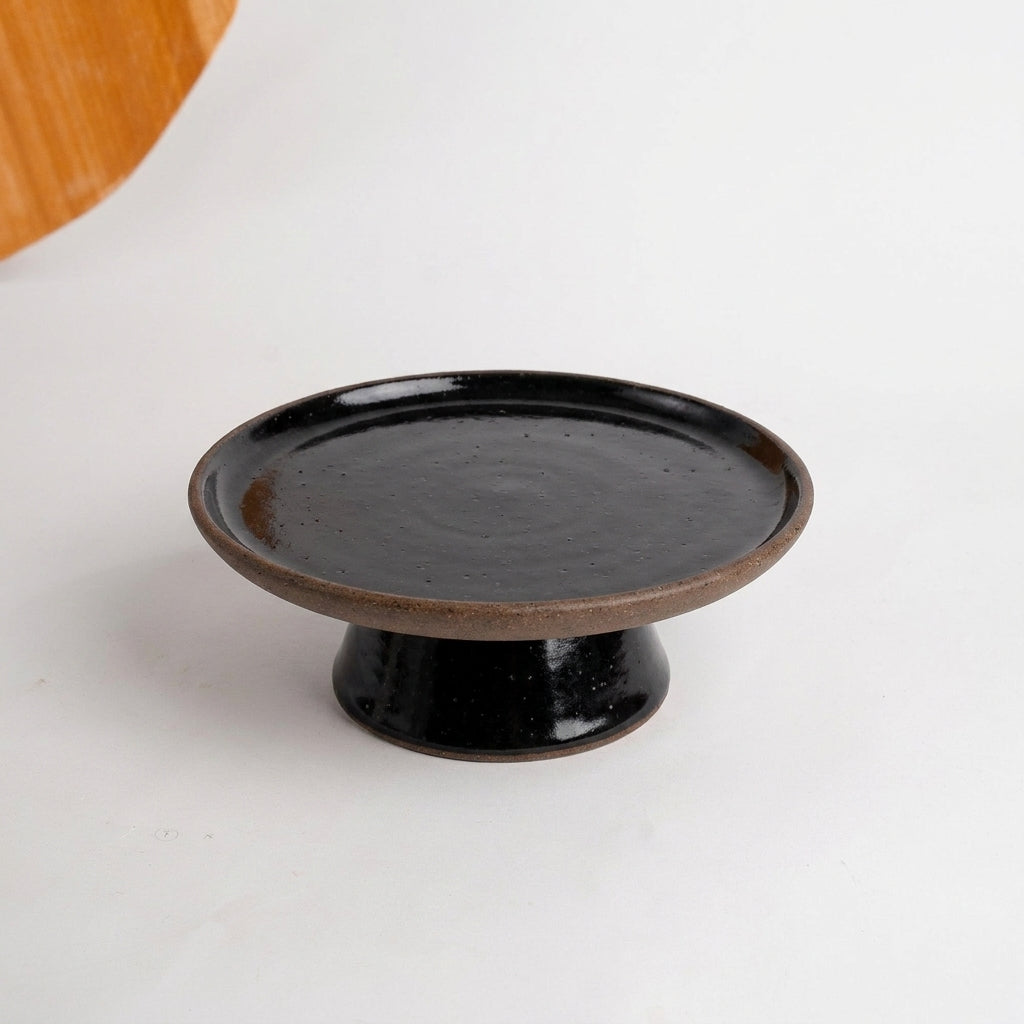 Bowl-leira AMME em cerâmica artesanal — tamanho 24cm, argila Flocos, esmalte Preto Ébano