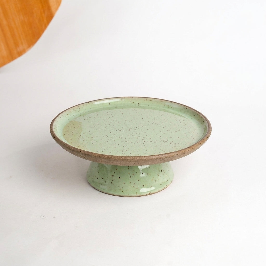 Bowl-leira AMME em cerâmica artesanal — tamanho 24cm, argila Flocos, esmalte Verde Menta