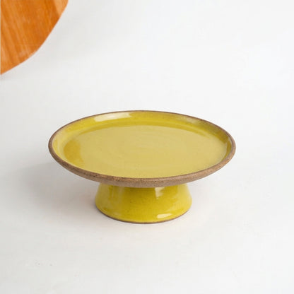 Bowl-leira AMME em cerâmica artesanal — tamanho 29cm, argila Cappuccino, esmalte Amarelo Intenso