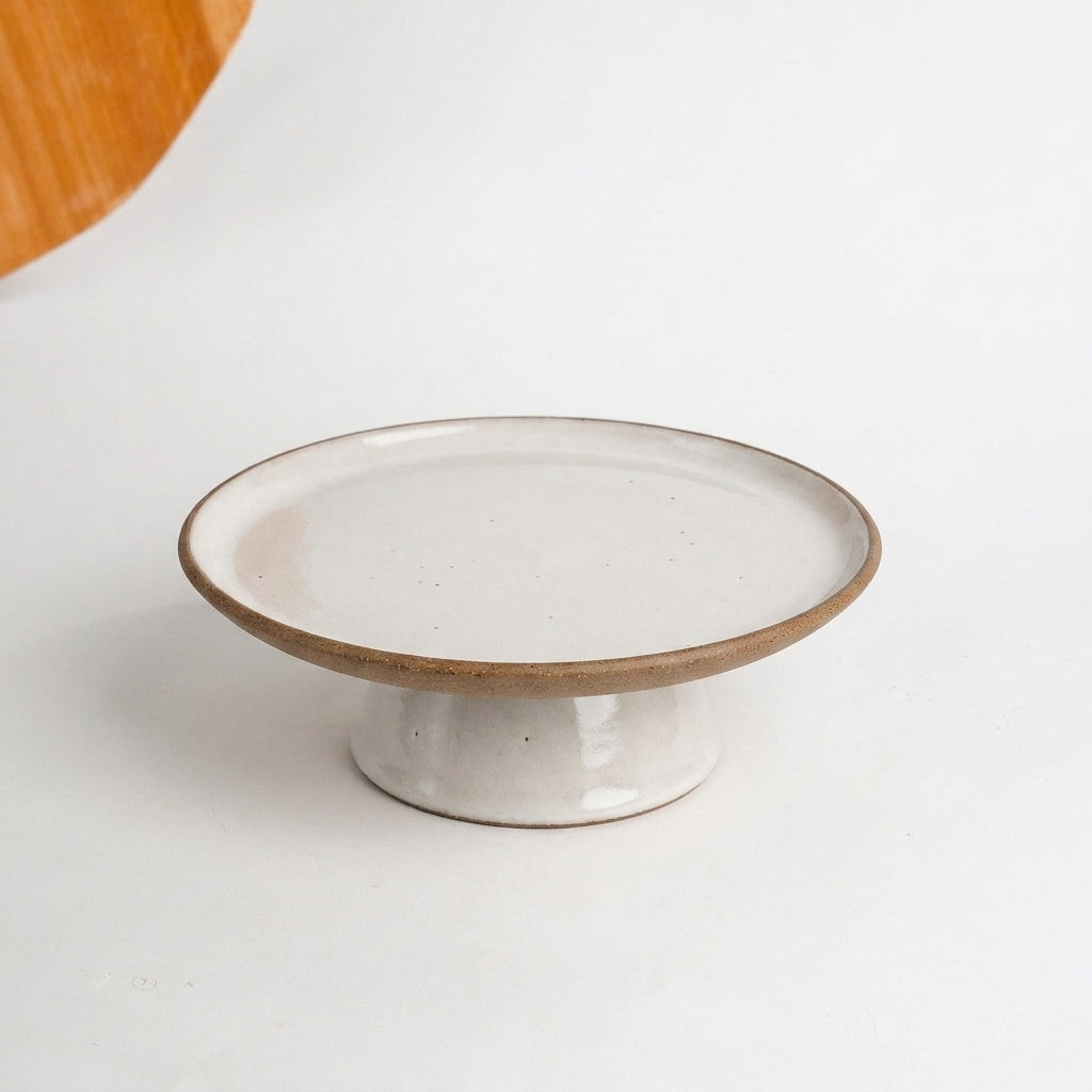 Bowl-leira AMME em cerâmica artesanal — tamanho 29cm, argila Cappuccino, esmalte Branco AMME
