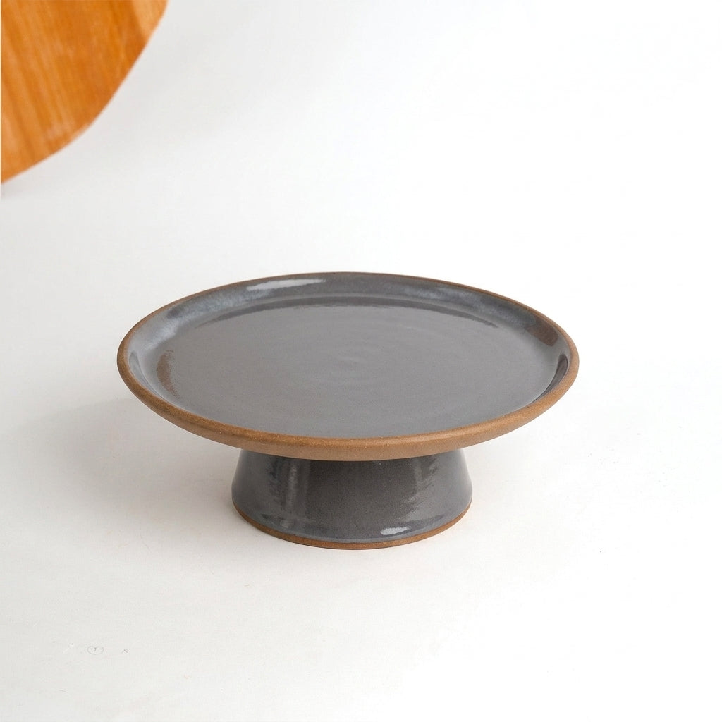Bowl-leira AMME em cerâmica artesanal — tamanho 29cm, argila Cappuccino, esmalte Grafite