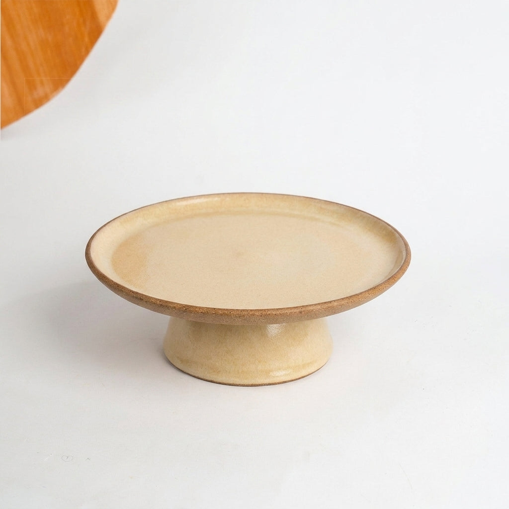 Bowl-leira AMME em cerâmica artesanal — tamanho 29cm, argila Cappuccino, esmalte Pedra Sabão