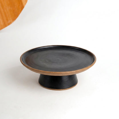 Bowl-leira AMME em cerâmica artesanal — tamanho 29cm, argila Cappuccino, esmalte Preto Acetinado