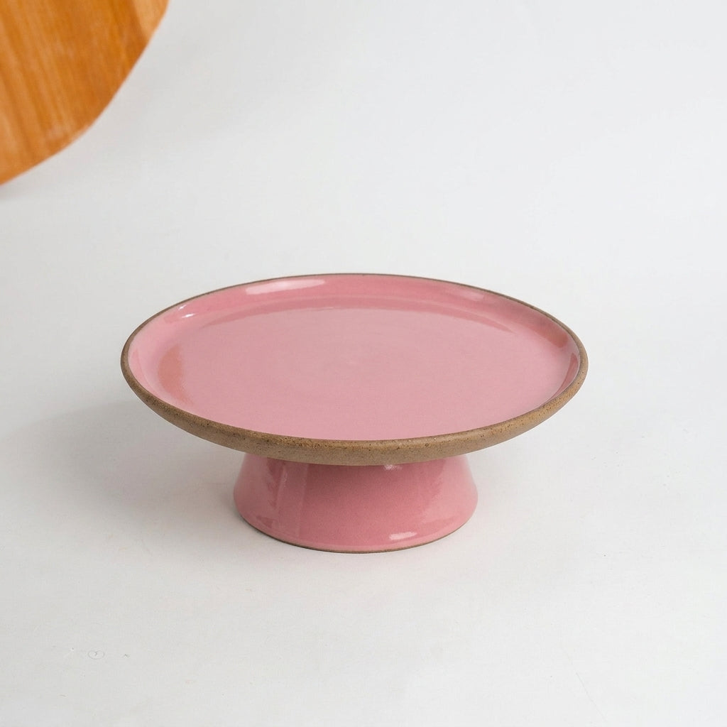Bowl-leira AMME em cerâmica artesanal — tamanho 29cm, argila Cappuccino, esmalte Rosa Barbie