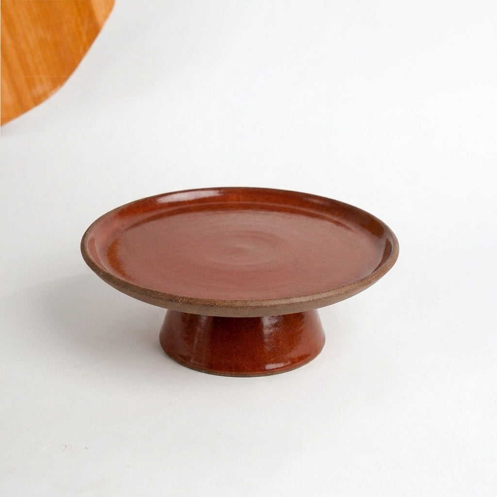 Bowl-leira AMME em cerâmica artesanal — tamanho 29cm, argila Cappuccino, esmalte Sol de Terracota