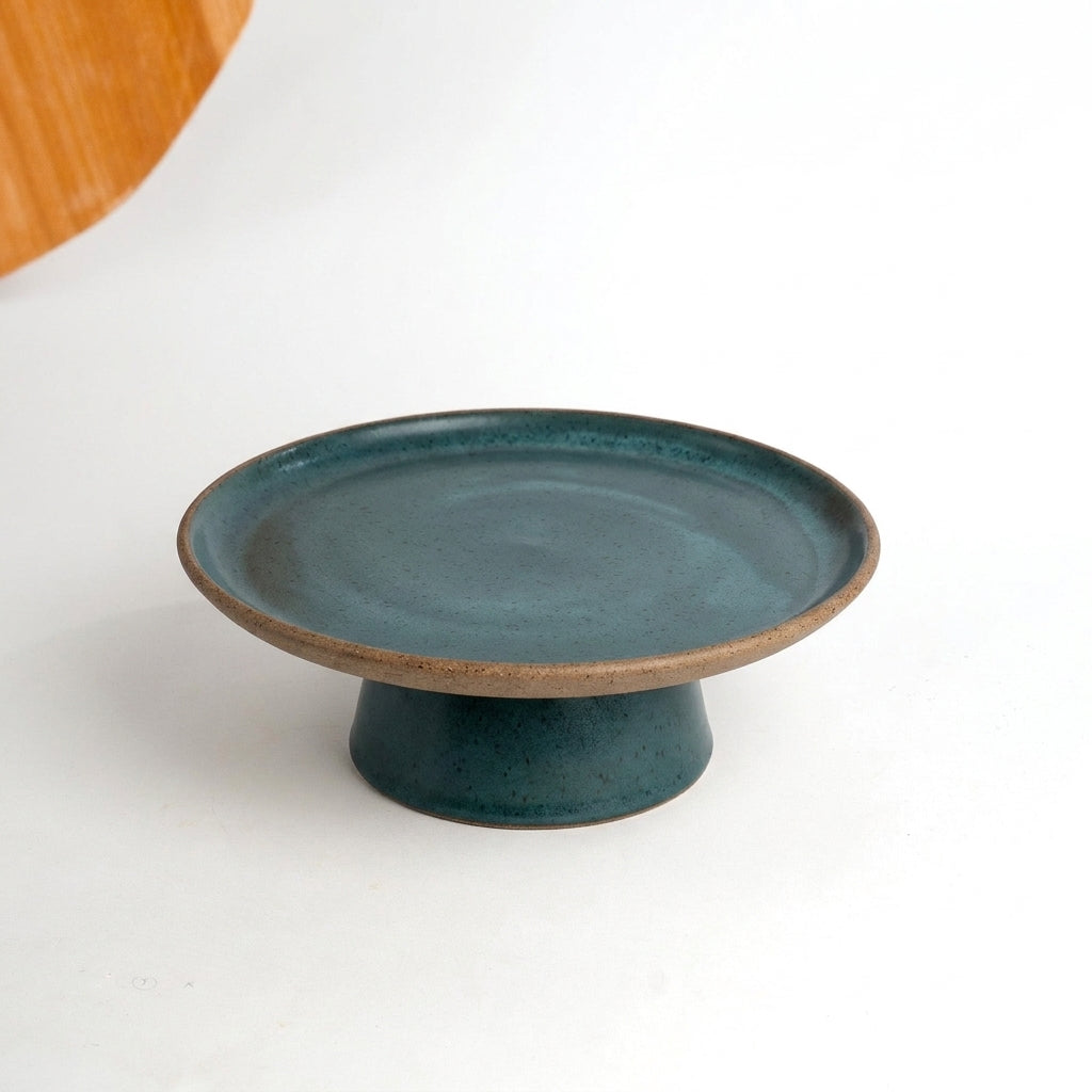 Bowl-leira AMME em cerâmica artesanal — tamanho 29cm, argila Cappuccino, esmalte Verde Exército