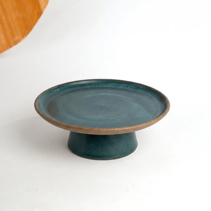Bowl-leira AMME em cerâmica artesanal — tamanho 29cm, argila Cappuccino, esmalte Verde Exército
