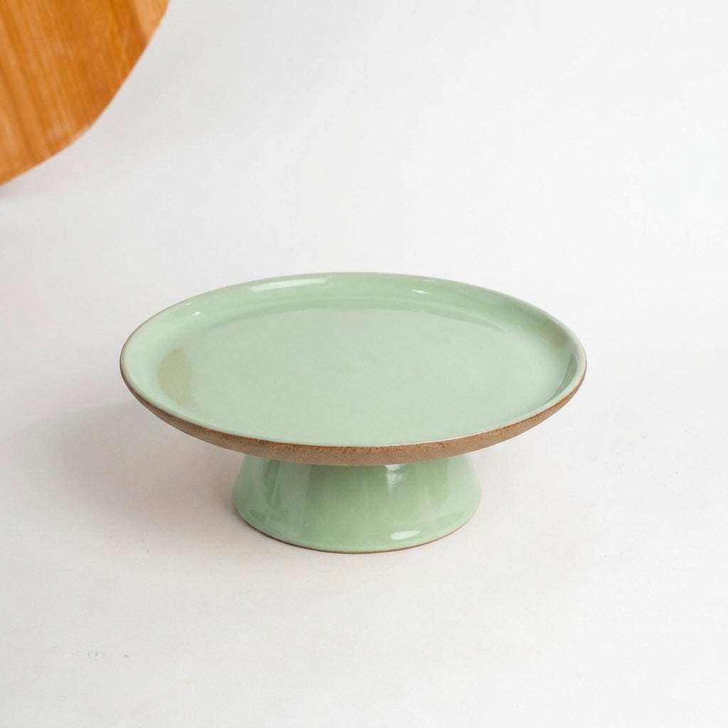 Bowl-leira AMME em cerâmica artesanal — tamanho 29cm, argila Cappuccino, esmalte Verde Menta