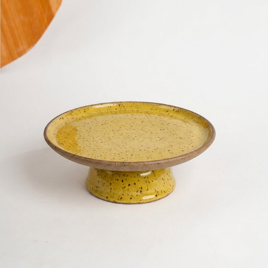 Bowl-leira AMME em cerâmica artesanal — tamanho 29cm, argila Flocos, esmalte Amarelo Intenso