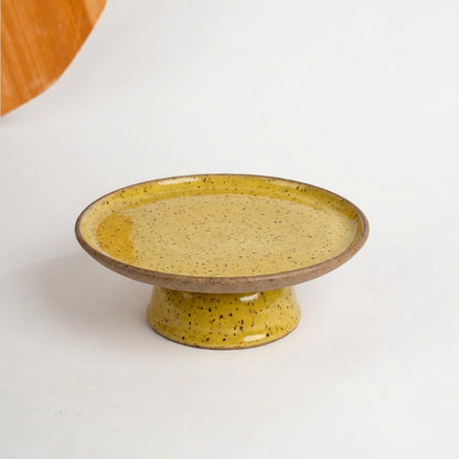 Bowl-leira AMME em cerâmica artesanal — tamanho 29cm, argila Flocos, esmalte Amarelo Intenso