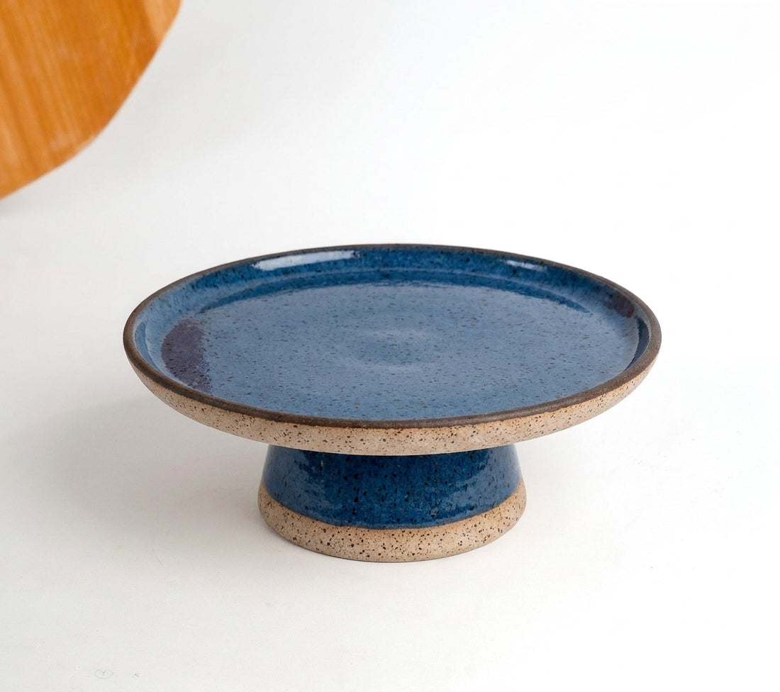 Bowl-leira AMME em cerâmica artesanal — tamanho 29cm, argila Flocos, esmalte Azul Safira