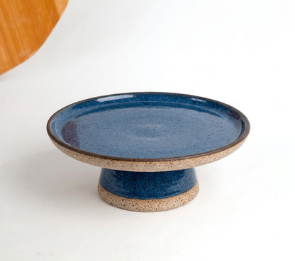 Bowl-leira AMME em cerâmica artesanal — tamanho 29cm, argila Flocos, esmalte Azul Safira