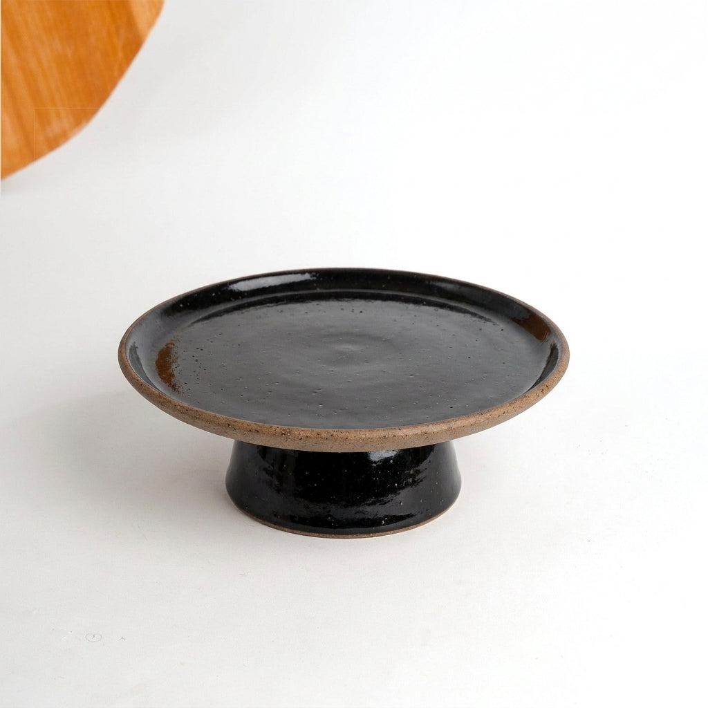 Bowl-leira AMME em cerâmica artesanal — tamanho 29cm, argila Flocos, esmalte Preto Ébano