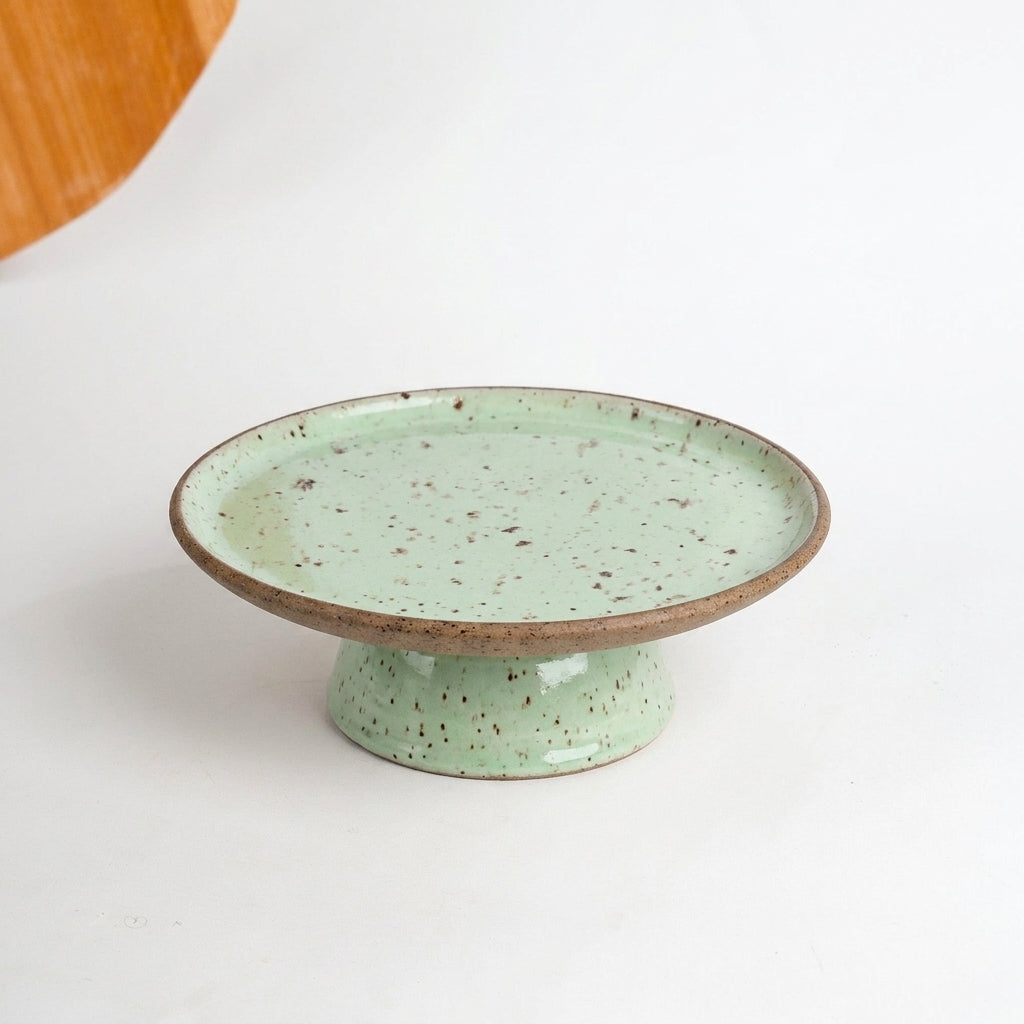 Bowl-leira AMME em cerâmica artesanal — tamanho 29cm, argila Flocos, esmalte Verde Menta