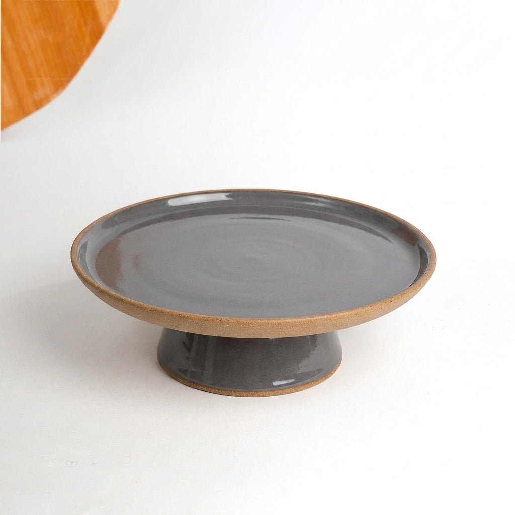 Bowl-leira AMME em cerâmica artesanal — tamanho 31cm, argila Cappuccino, esmalte Grafite