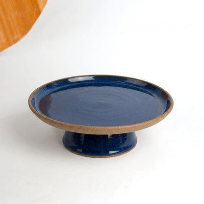 Bowl-leira AMME em cerâmica artesanal — tamanho 31cm, argila Cappuccino, esmalte Lazuli