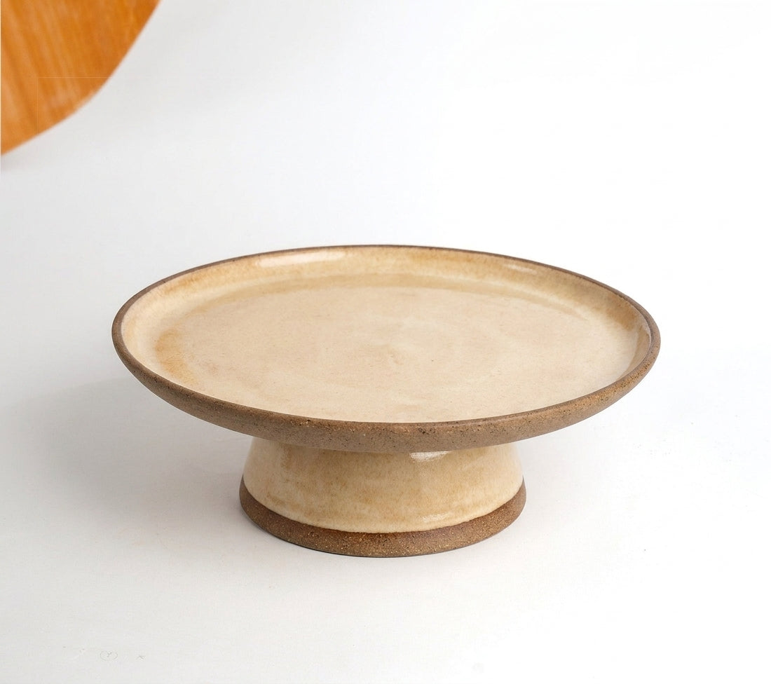 Bowl-leira AMME em cerâmica artesanal — tamanho 31cm, argila Cappuccino, esmalte Pedra Sabão