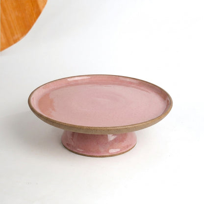 Bowl-leira AMME em cerâmica artesanal — tamanho 31cm, argila Cappuccino, esmalte Rosa Barbie