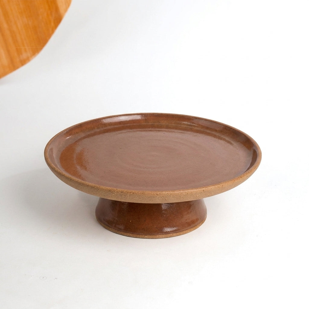 Bowl-leira AMME em cerâmica artesanal — tamanho 31cm, argila Cappuccino, esmalte Sol de Terracota