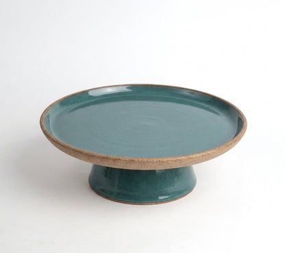 Bowl-leira AMME em cerâmica artesanal — tamanho 31cm, argila Cappuccino, esmalte Verde Exército
