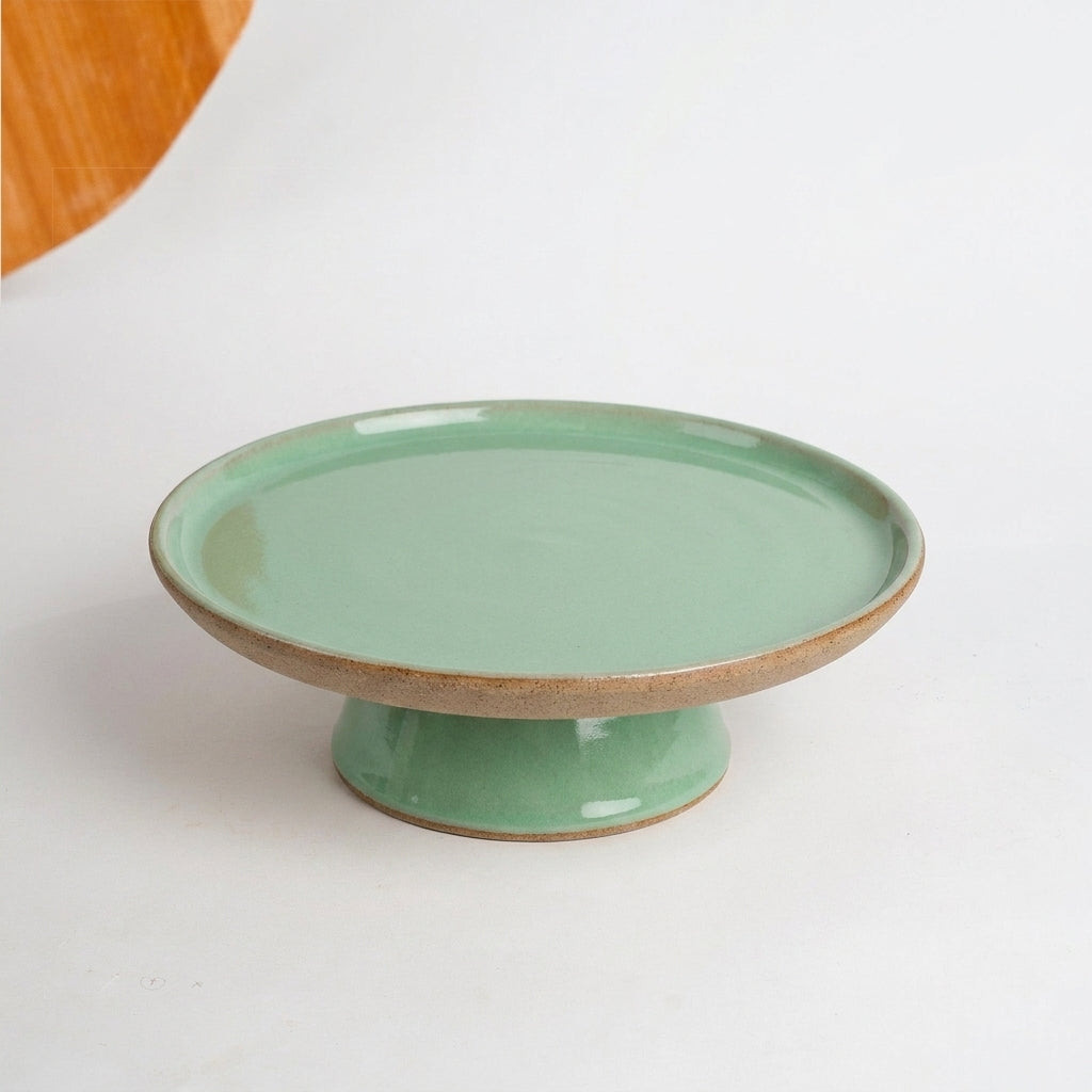 Bowl-leira AMME em cerâmica artesanal — tamanho 31cm, argila Cappuccino, esmalte Verde Menta