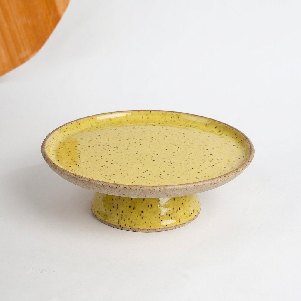 Bowl-leira AMME em cerâmica artesanal — tamanho 31cm, argila Flocos, esmalte Amarelo Intenso