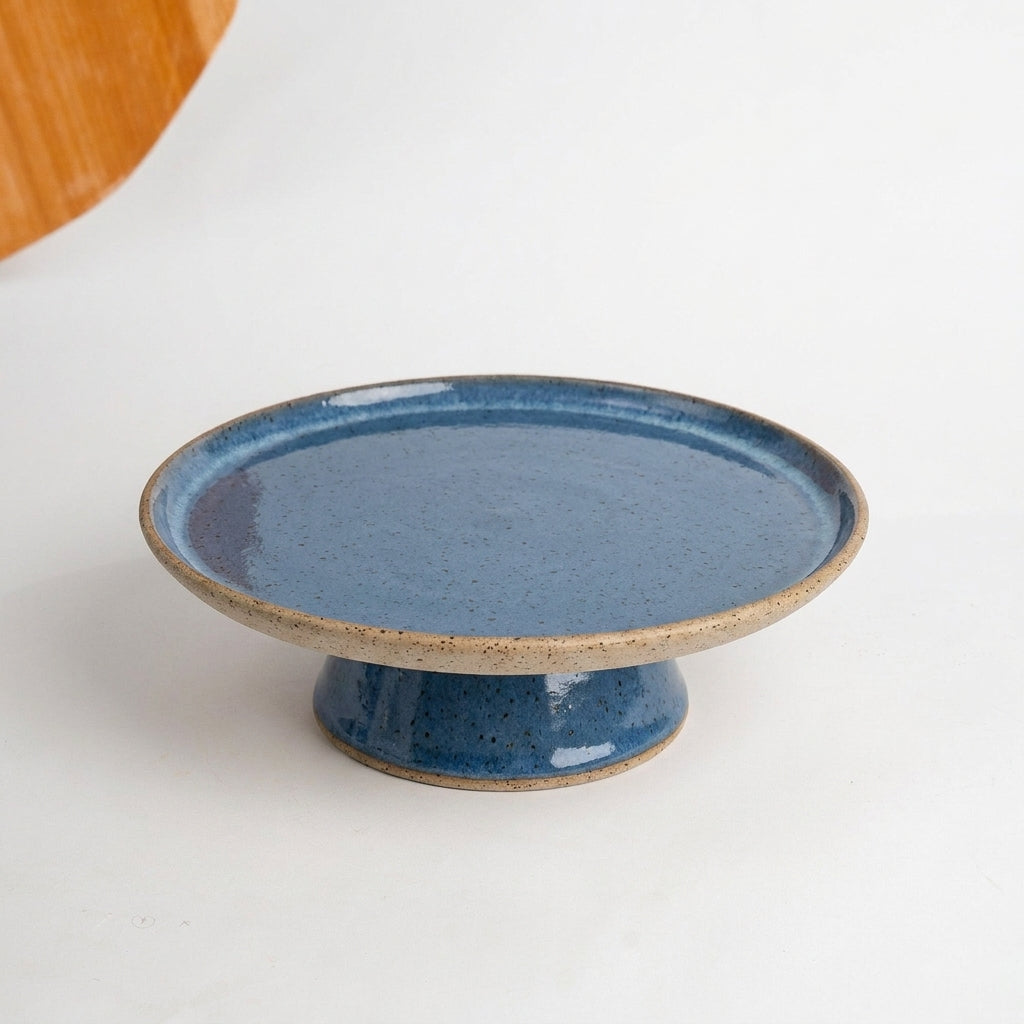 Bowl-leira AMME em cerâmica artesanal — tamanho 31cm, argila Flocos, esmalte Azul Safira