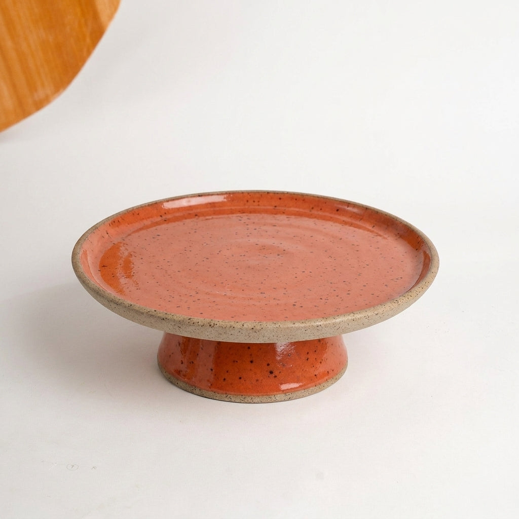 Bowl-leira AMME em cerâmica artesanal — tamanho 31cm, argila Flocos, esmalte Laranja Intenso