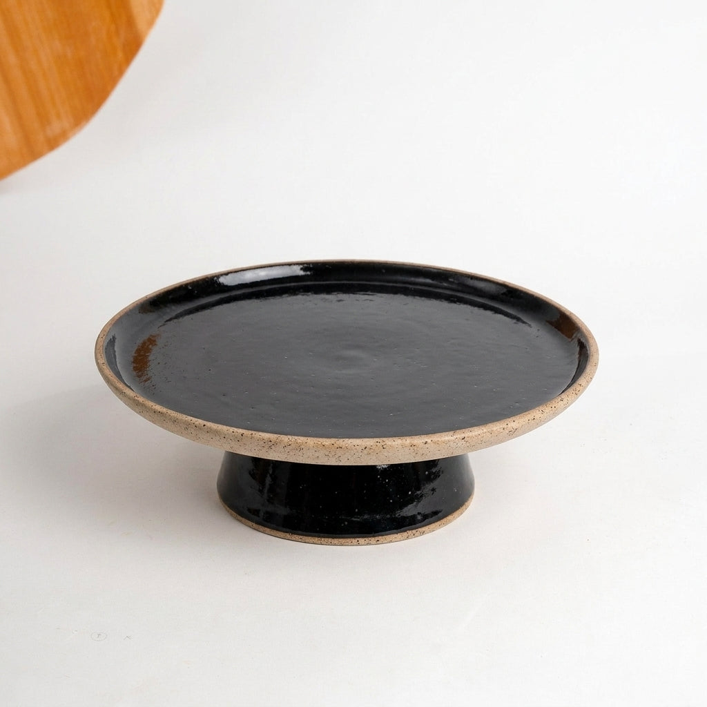 Bowl-leira AMME em cerâmica artesanal — tamanho 31cm, argila Flocos, esmalte Preto Ébano