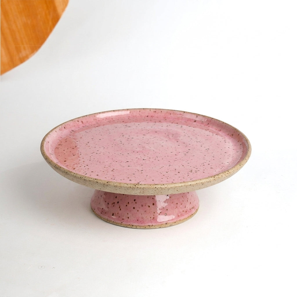 Bowl-leira AMME em cerâmica artesanal — tamanho 31cm, argila Flocos, esmalte Rosa Barbie