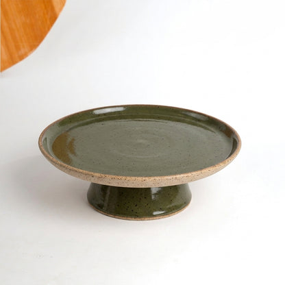 Bowl-leira AMME em cerâmica artesanal — tamanho 31cm, argila Flocos, esmalte Verde Exército