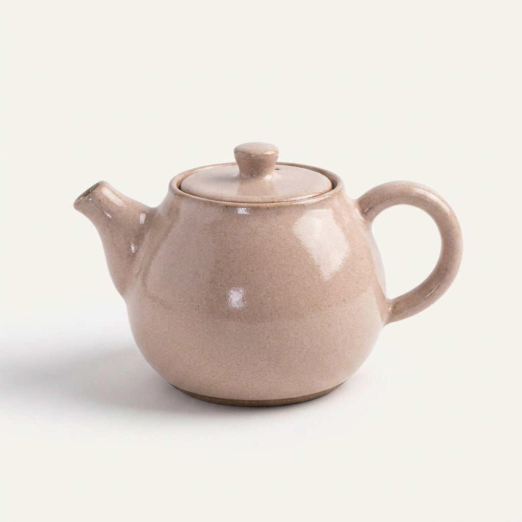 Bule Cumbuca em cerâmica artesanal — argila Cappuccino, esmalte Nude