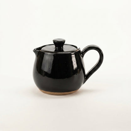 Bule Cumbuca em cerâmica artesanal — argila Cappuccino, esmalte Preto Ébano