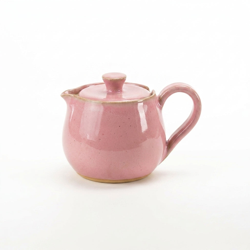 Bule Cumbuca em cerâmica artesanal — argila Cappuccino, esmalte Rosa Barbie