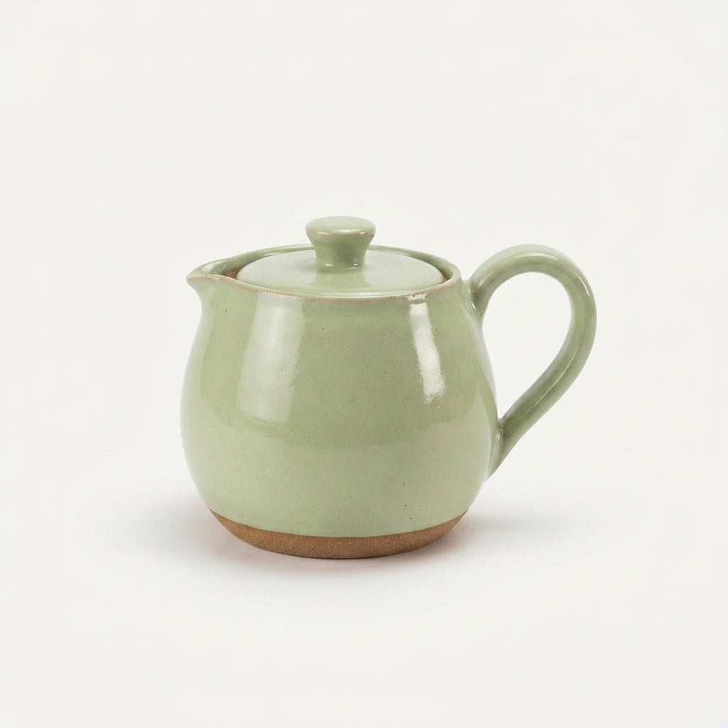 Bule Cumbuca em cerâmica artesanal — argila Cappuccino, esmalte Verde Menta