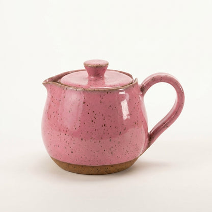 Bule Cumbuca em cerâmica artesanal — argila Flocos, esmalte Rosa Barbie